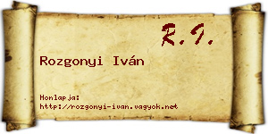 Rozgonyi Iván névjegykártya
